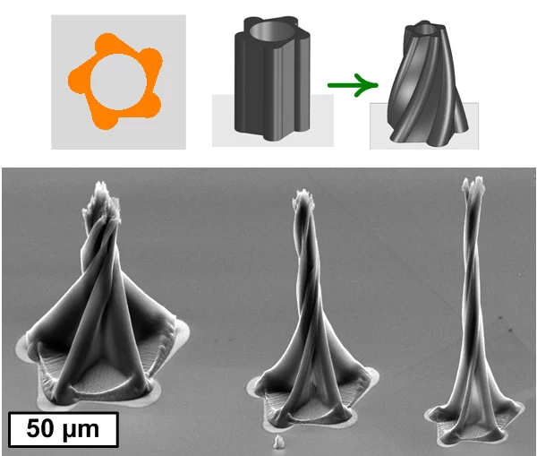 Examples of the 3D nanotube structures created by capillary forming (Photo: A. John Hart)