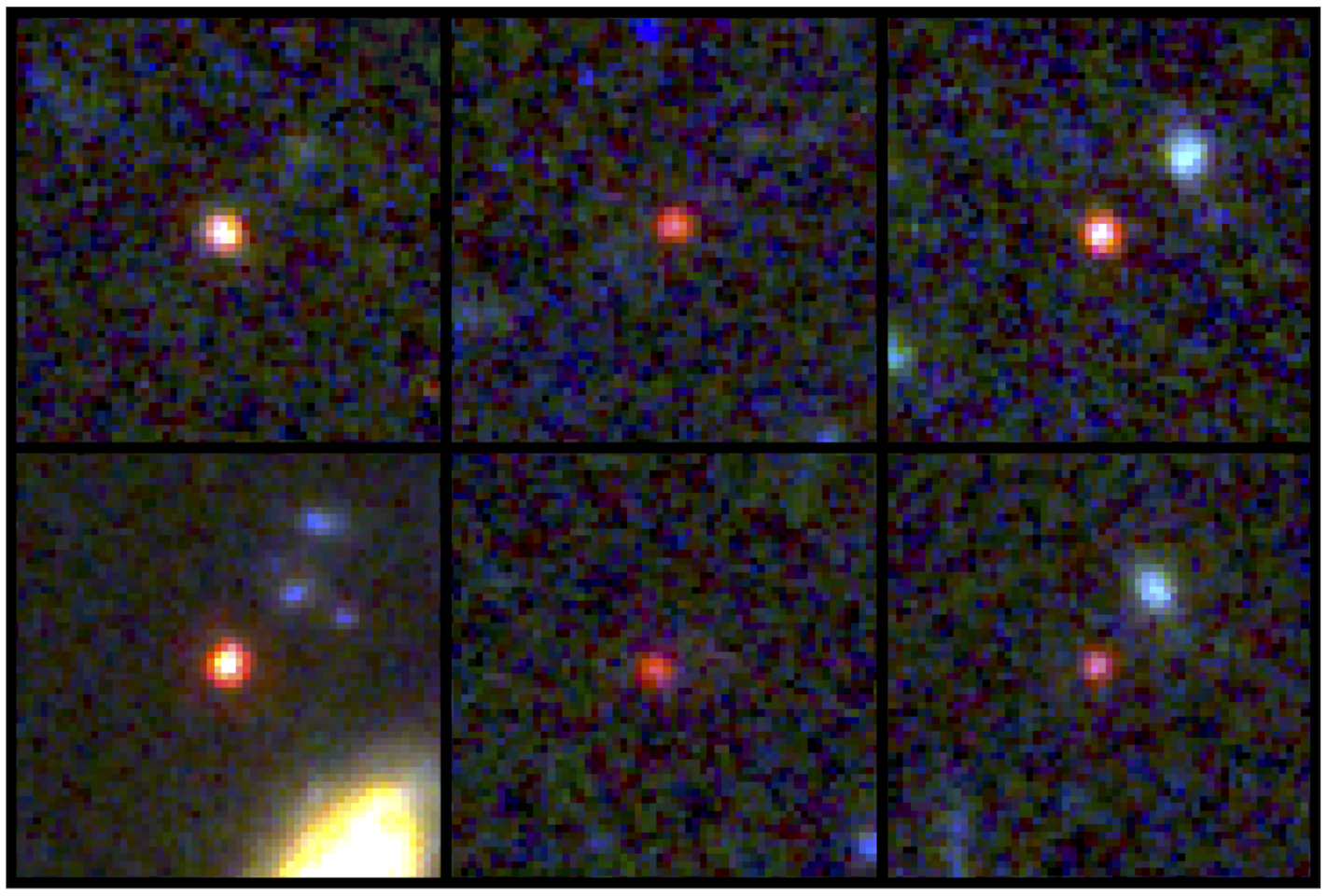 James Webb images of six newly discovered massive galaxies