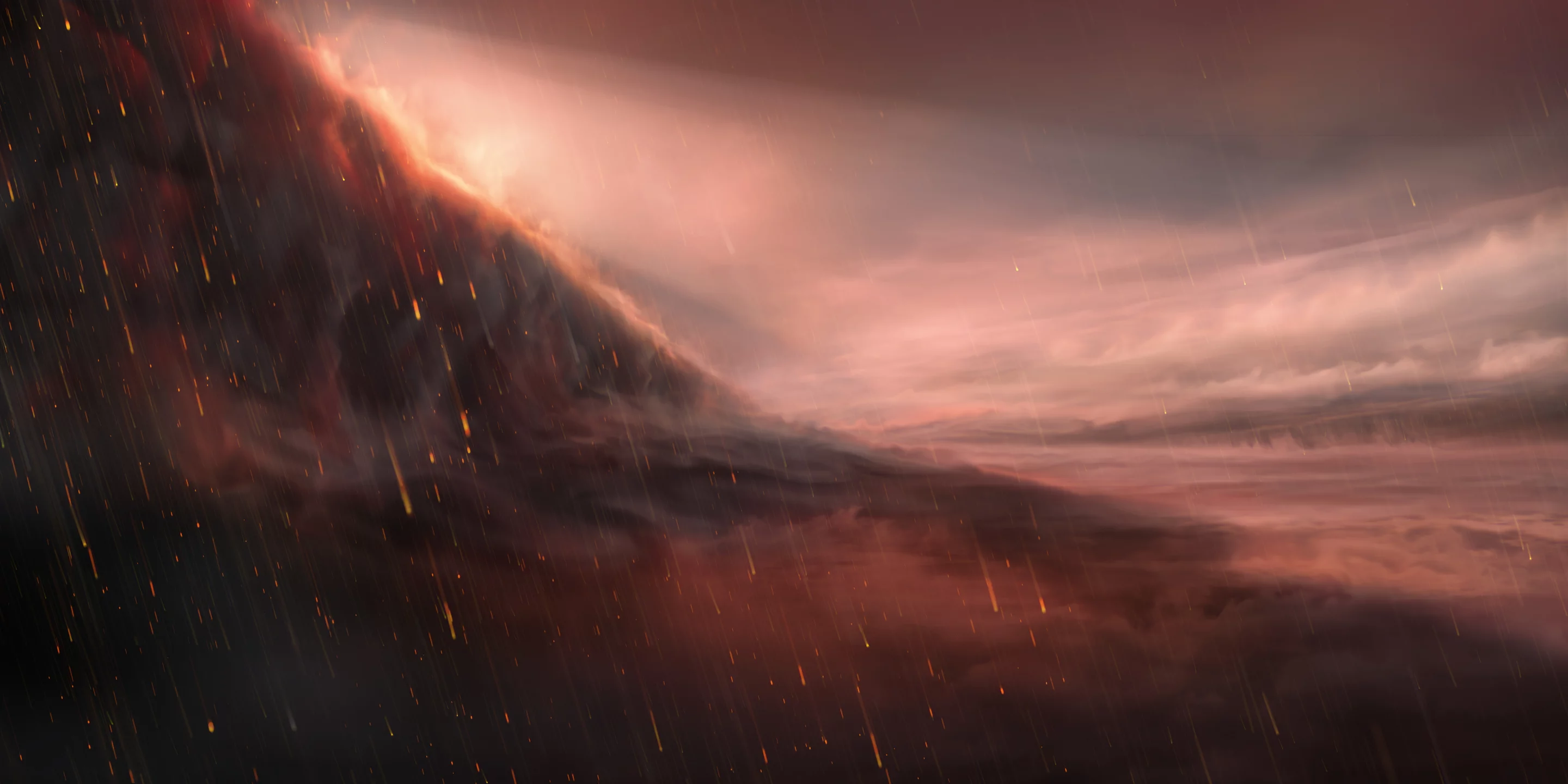 Artist's impression of iron rain falling on WASP-76b