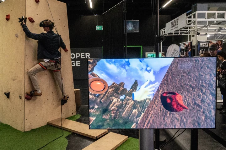 Though you're only a foot off the ground, this VR system can put you as high up as you dare