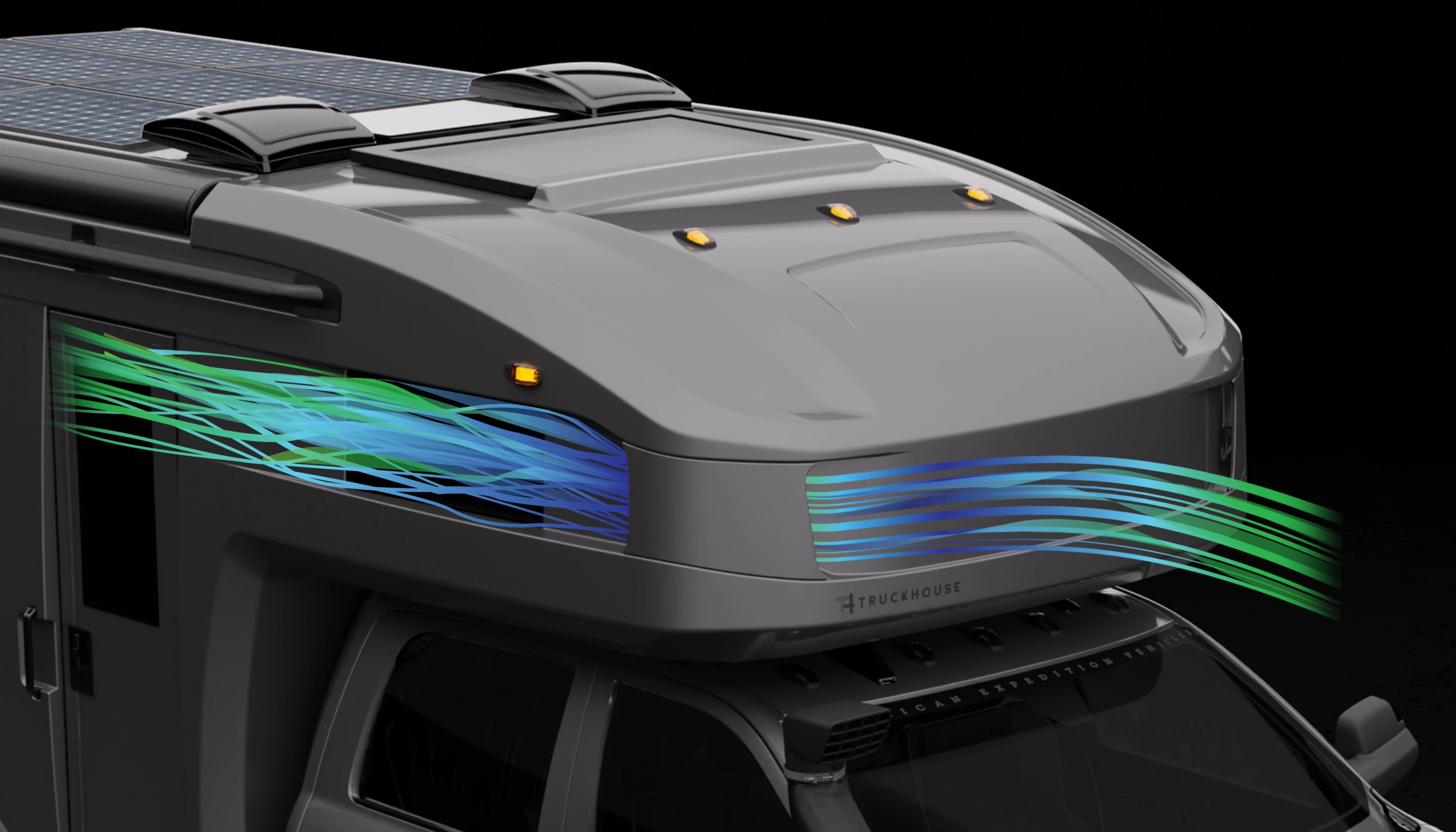 TruckHouse adds High Pressure Reduction HiPR Foils to the front of the BCR, helping to channel air more aerodynamically around to the sides