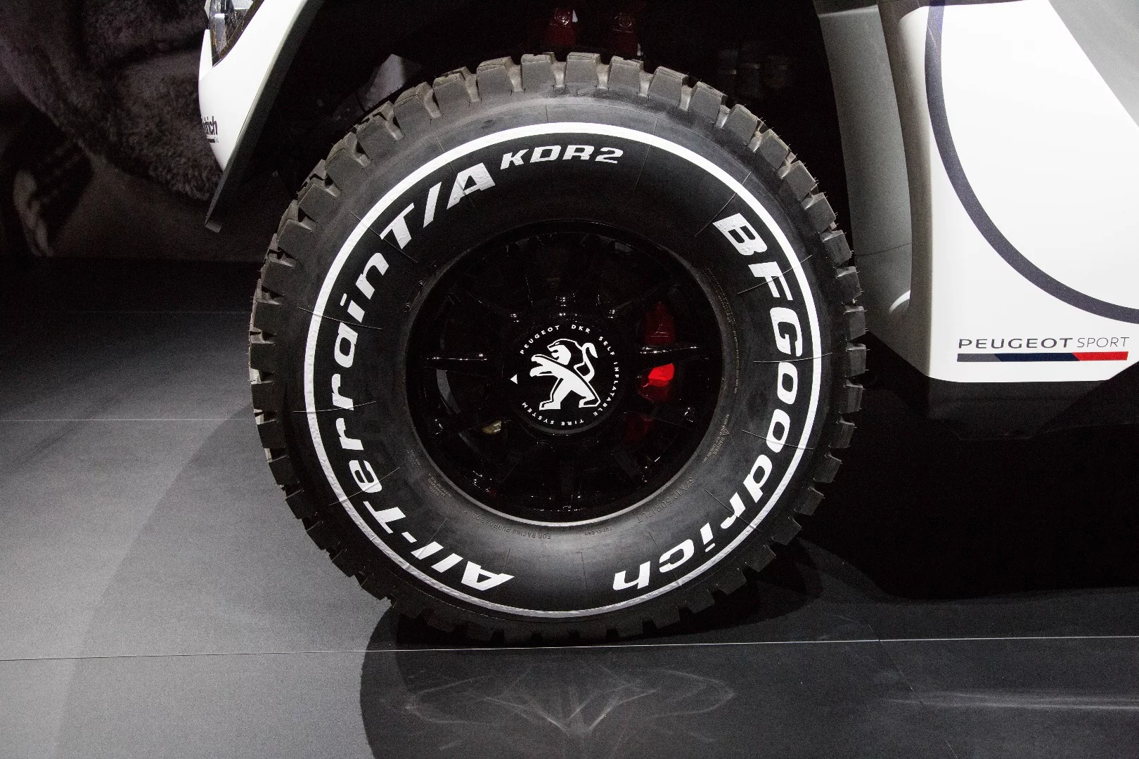 Those tires on Peugeot's 3008 DKR rally car are clean now, but won't be after a few minutes on a Dakar stage