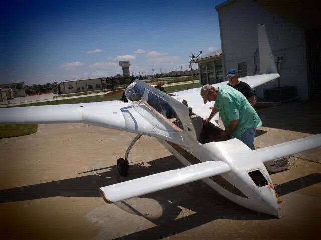 Work on the audacious project started in April with the purchase of a Burt Rutan designed Long-EZ Aircraft