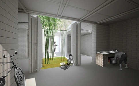 The "Pinwheel House" designed by MIT graduate student Ying chee Chui, is the first prototype to be constructed and is located in Mianyang, in the Sichuan Province, China (Image: Ying chee Chui)