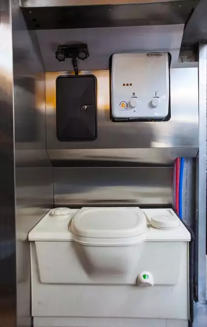 The Base 4x4 comes standard with a toilet and water supply