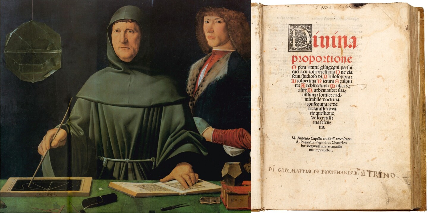The record price for a first edition of Divina Proportione was achieved last year when Christies sold an exquisitely preserved copy for £194,500 (US$256,940 – see entry #24), though this latest first edition fetched just £175,000 (US$233,870)