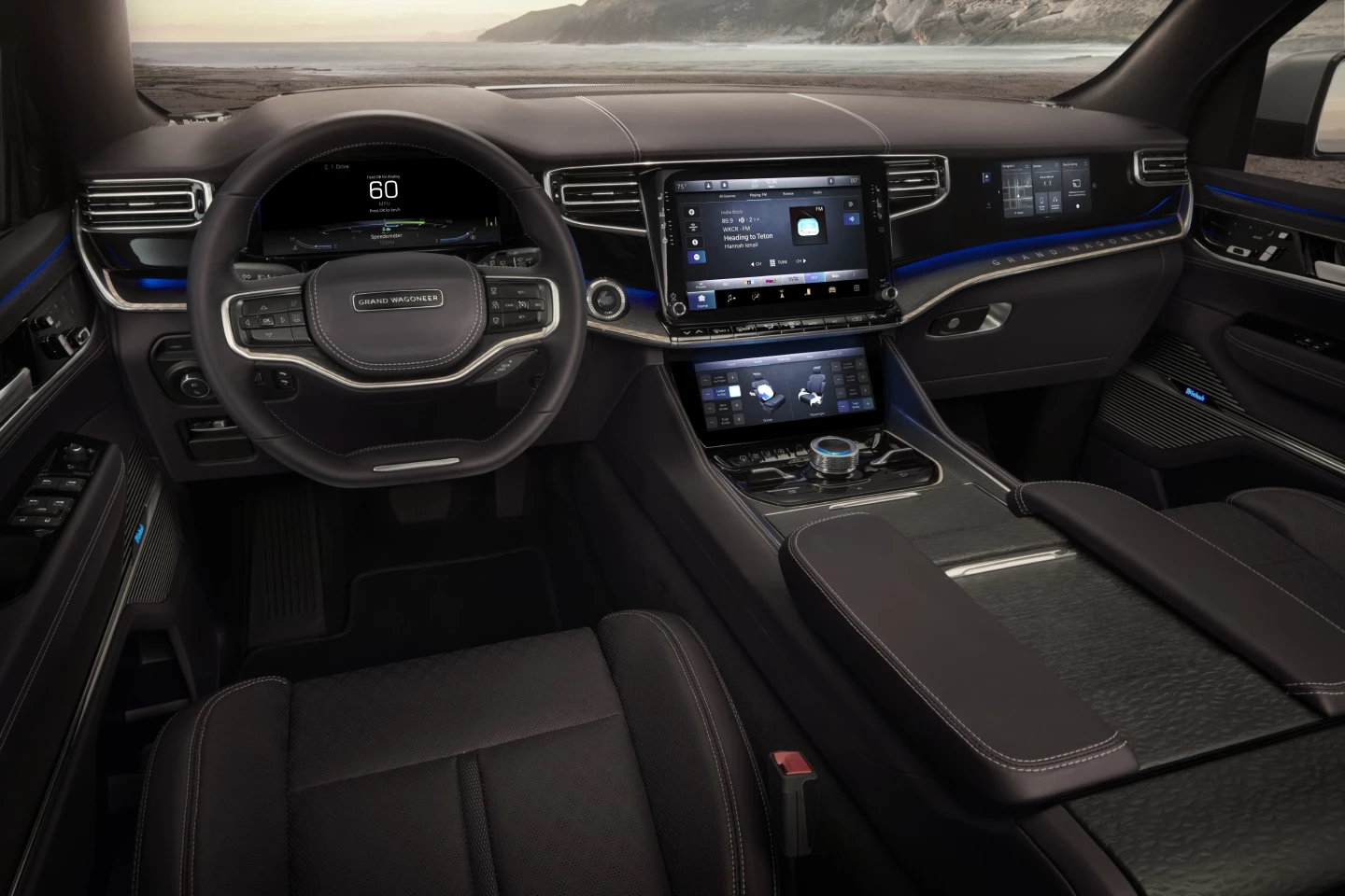 Screens abound in the Grand Wagoneer Concept, including over 40 inches of them in the front alone