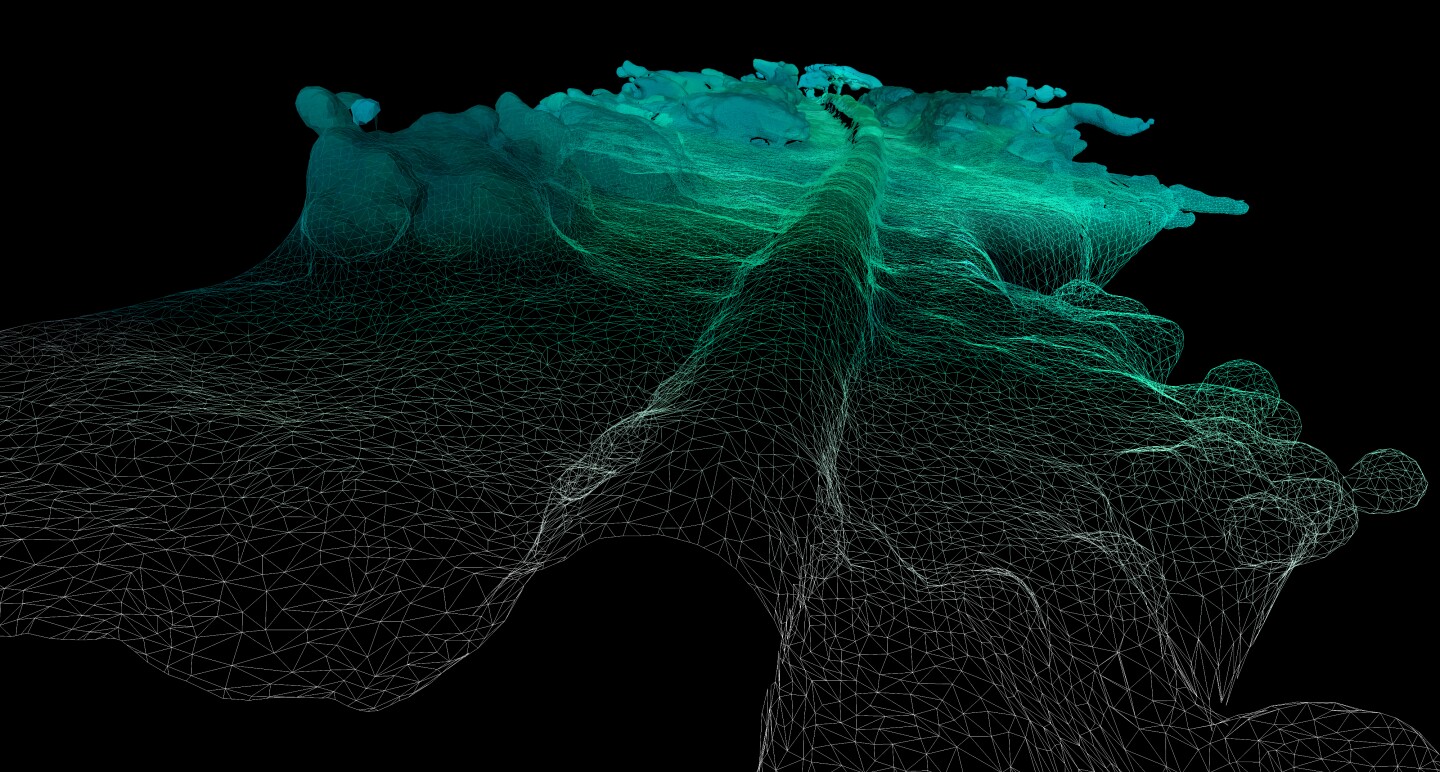 A point cloud map of an underwater pipeline, recorded by the uOne