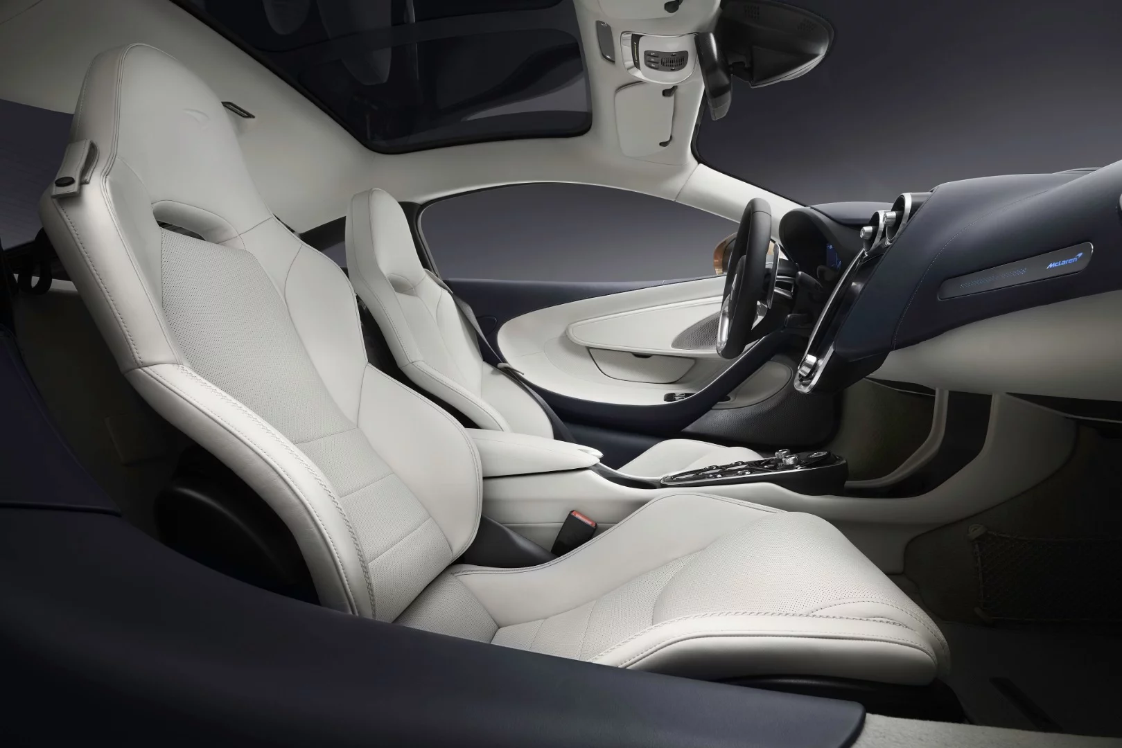 The interior of the McLaren GT features electrically-adjusted and heated seats that are unlike any other in McLaren’s lineup