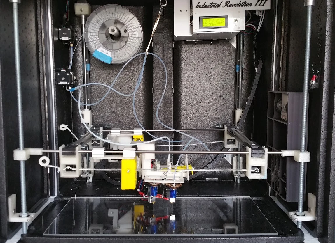 The inner workings of the Industrial Revolution 3, which its creators call "the world's first product assembling 3D printer"