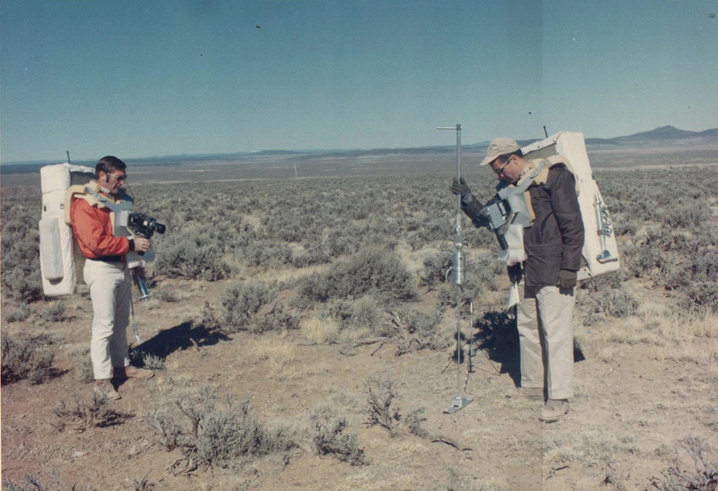 Scott and Irwin practicing lunar geology