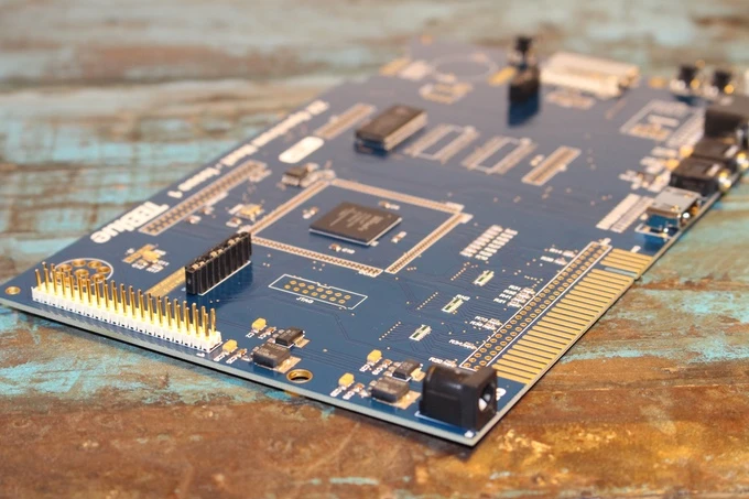 The ZX Spectrum Next main board, with a Z80 processor that can run at 3.5 MHz or turbo 7 MHz modes and 512 KB of RAM