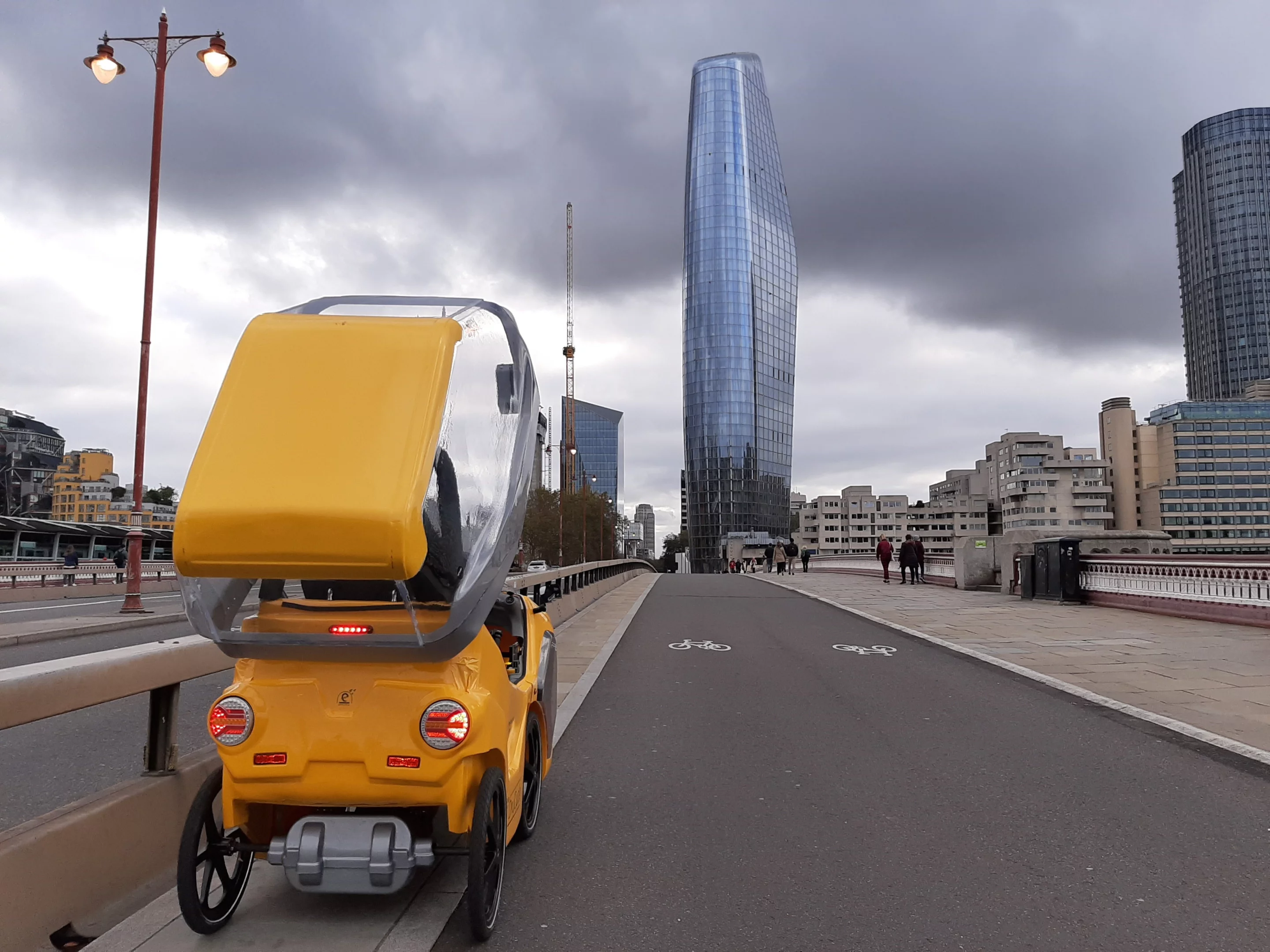 The DryCycle's lighting system includes high- and low-beam LED headlights, turn indicators, brake and reverse lights, plus flashing front and rear safety lights