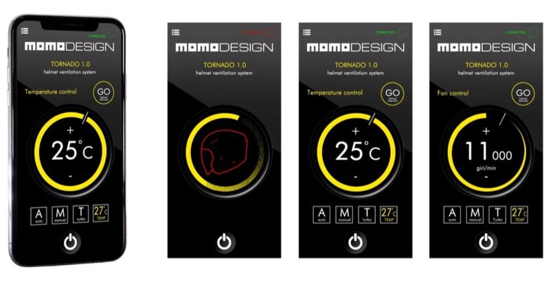 Aero helmet users set the parameters for the system via an app