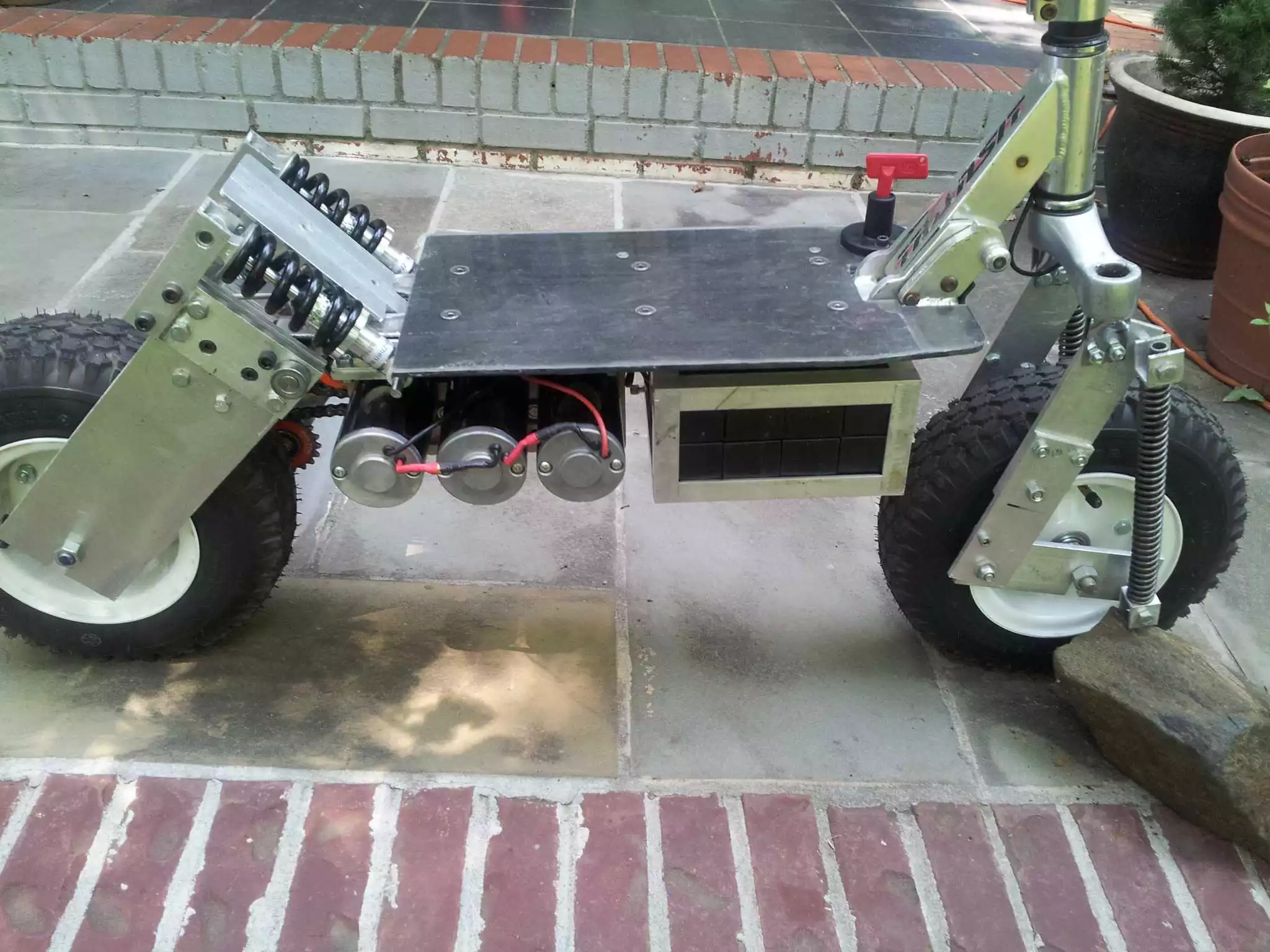 The scooter has a top speed of 25 mph and a range of at least 8 miles