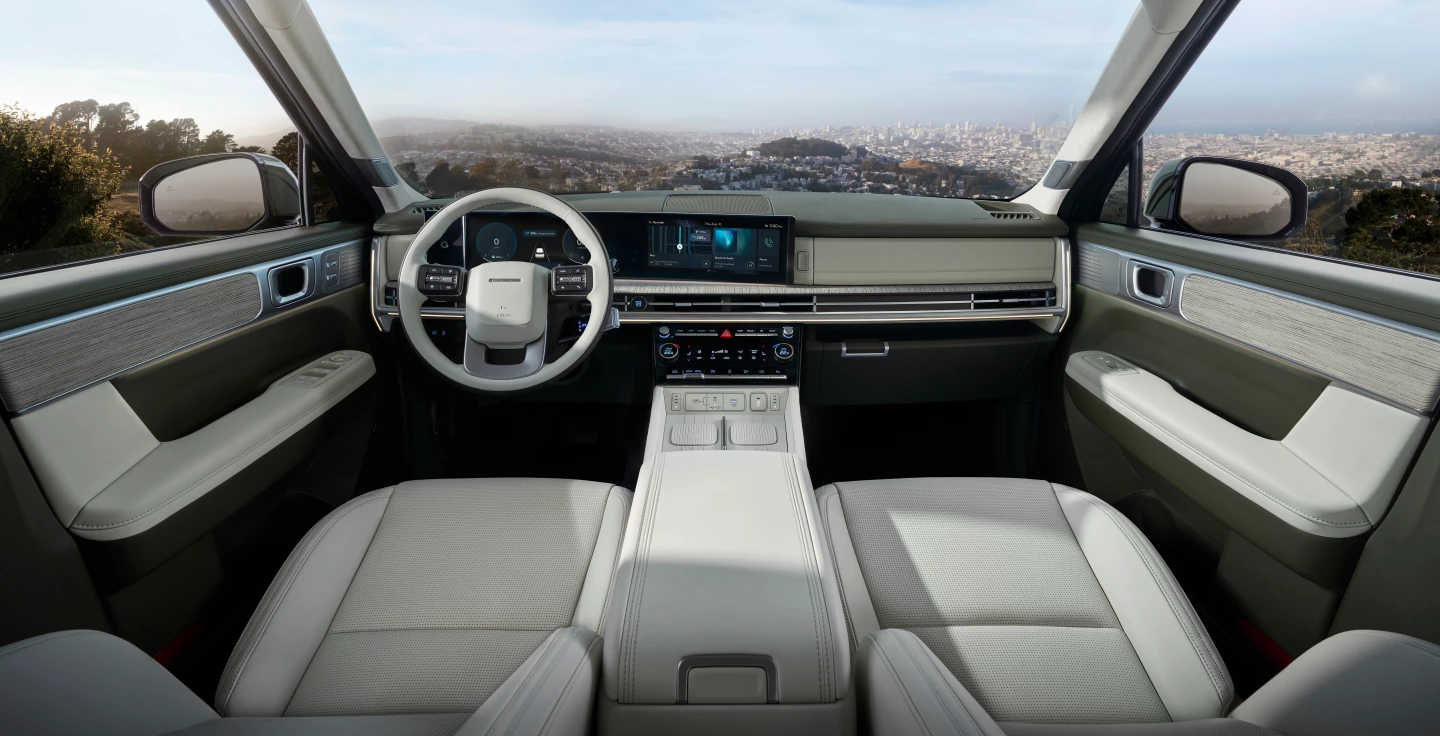 Below the panoramic display, a secondary 6.6-in touchscreen houses climate controls