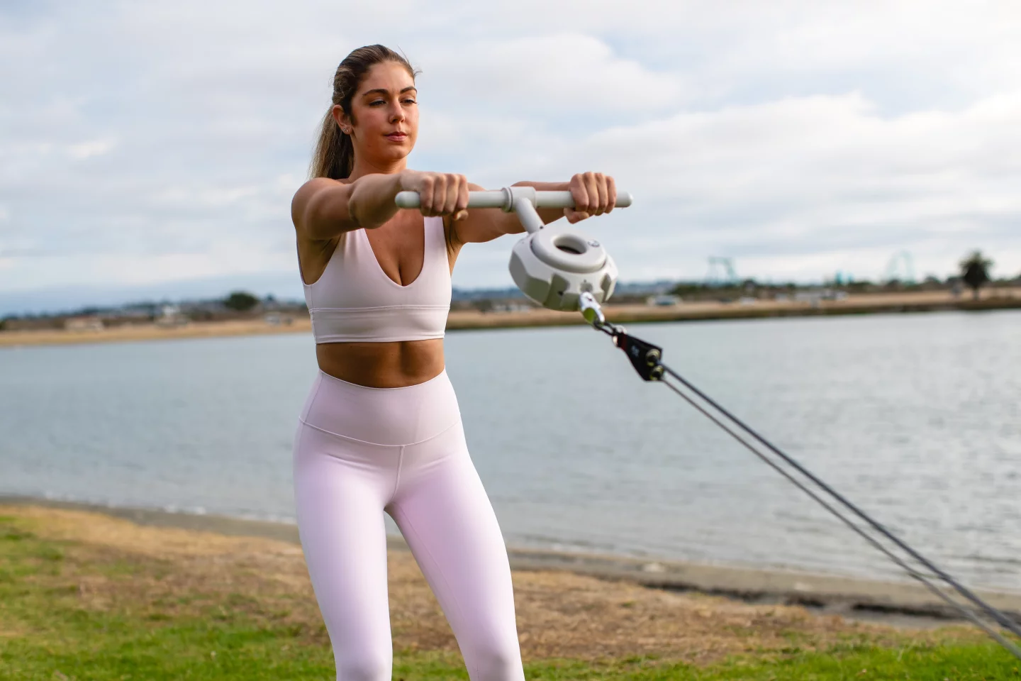 The xplate with its straight bar and pulley attached