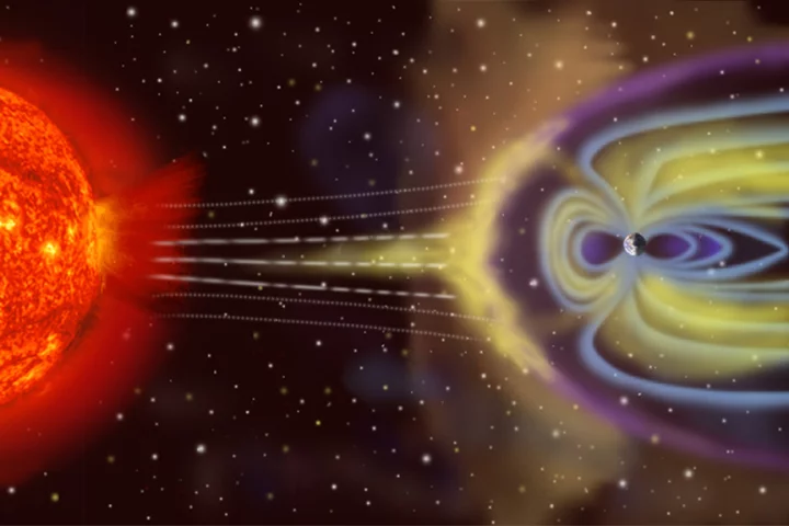 Solar particles interact with Earth's magnetosphere