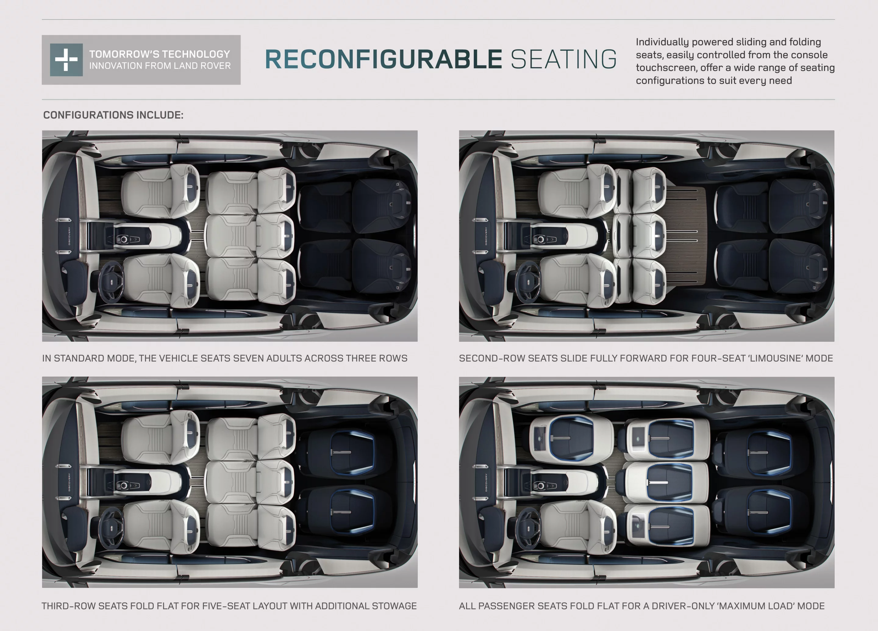 The Land Rover Discovery Vision concept seating configurations