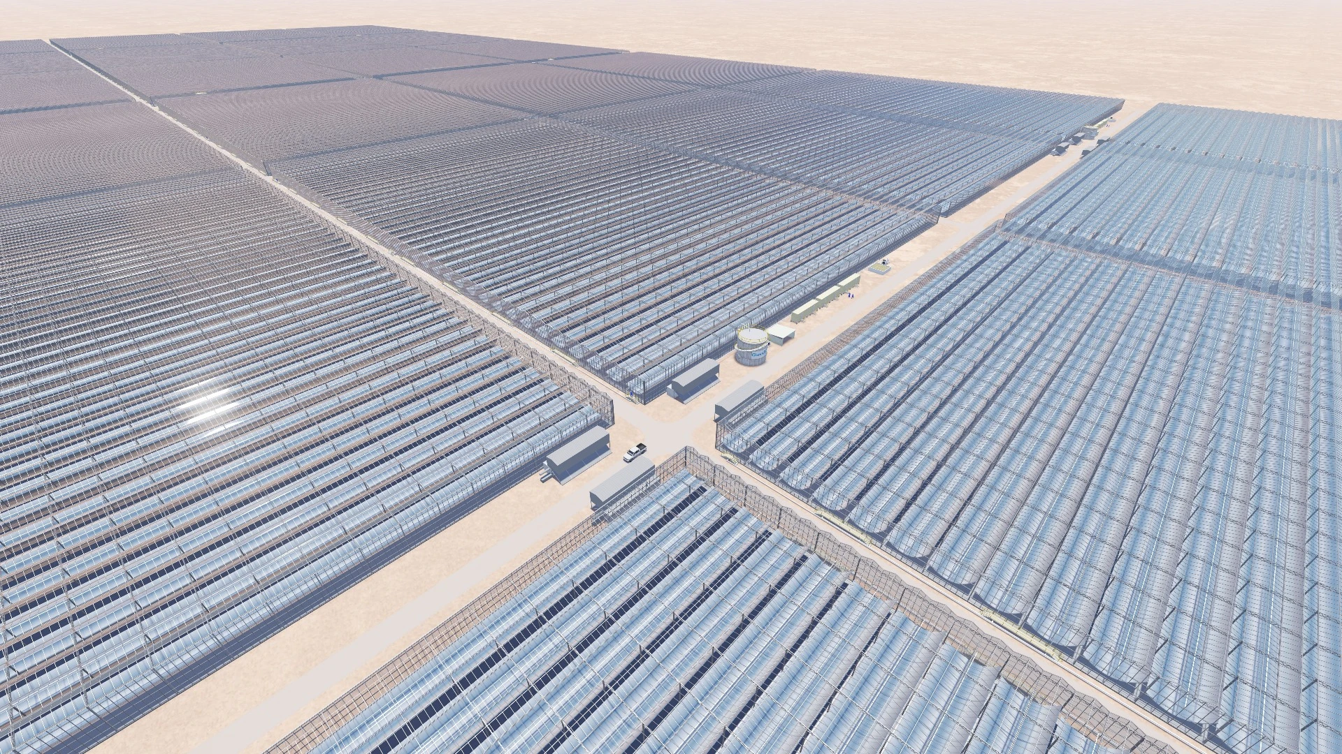 The finished solar energy plant will produce steam to be used in oil extraction