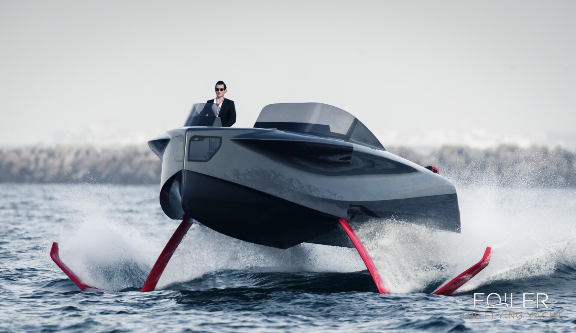 Foiler "flying yacht" is a sleek, hybridpowered hydrofoil