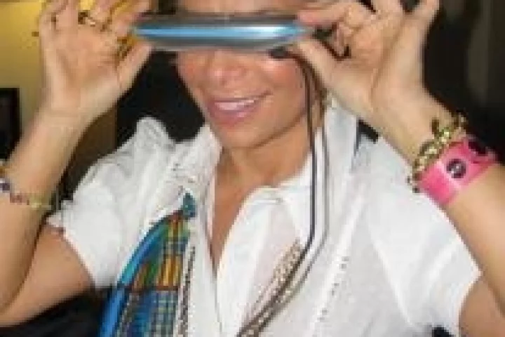 American Idol's Paula Abdul is impressed by ezGear's ezVision video glasses.