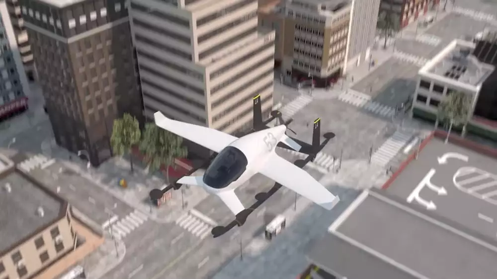 Uber imagines users of its flying taxi service traveling along fixed routes between hubs called Skyports