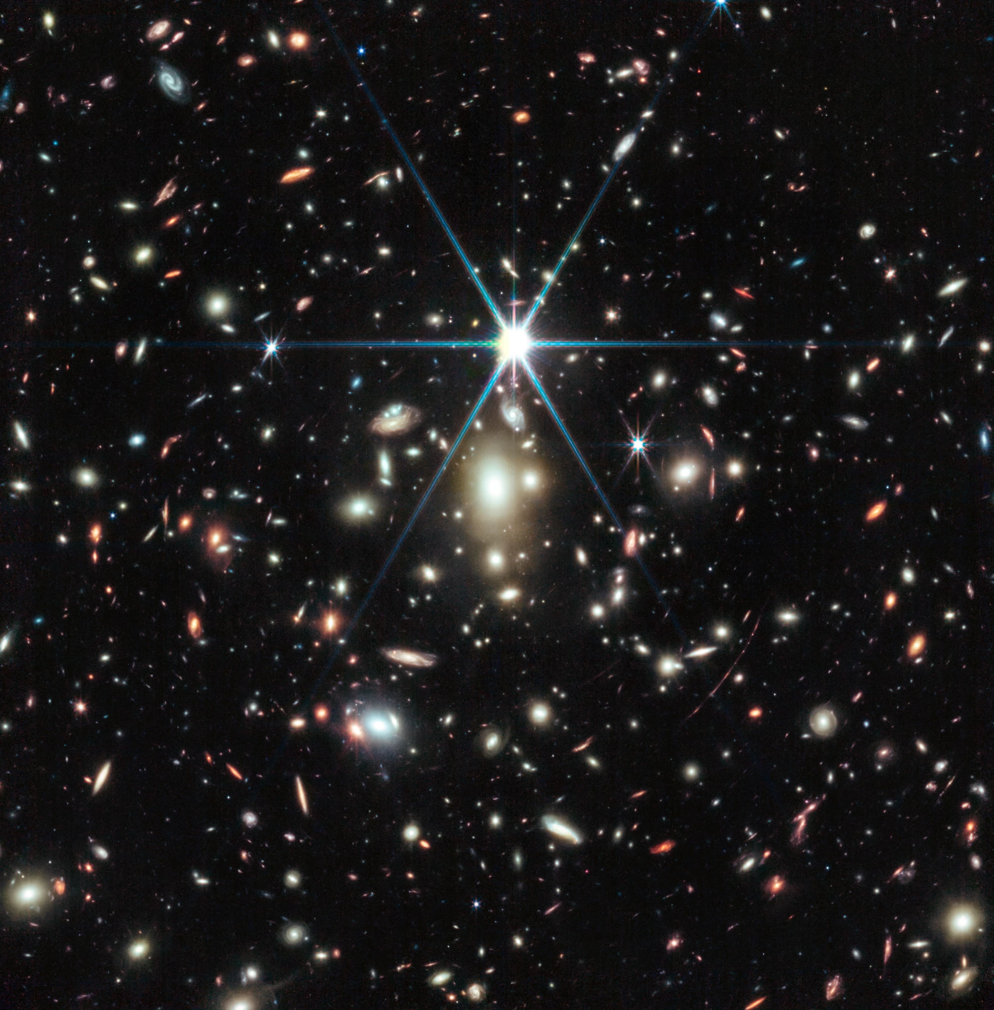 This busy image by James Webb contains the clearest shot yet of Earendel, the most distant star ever discovered – in this image