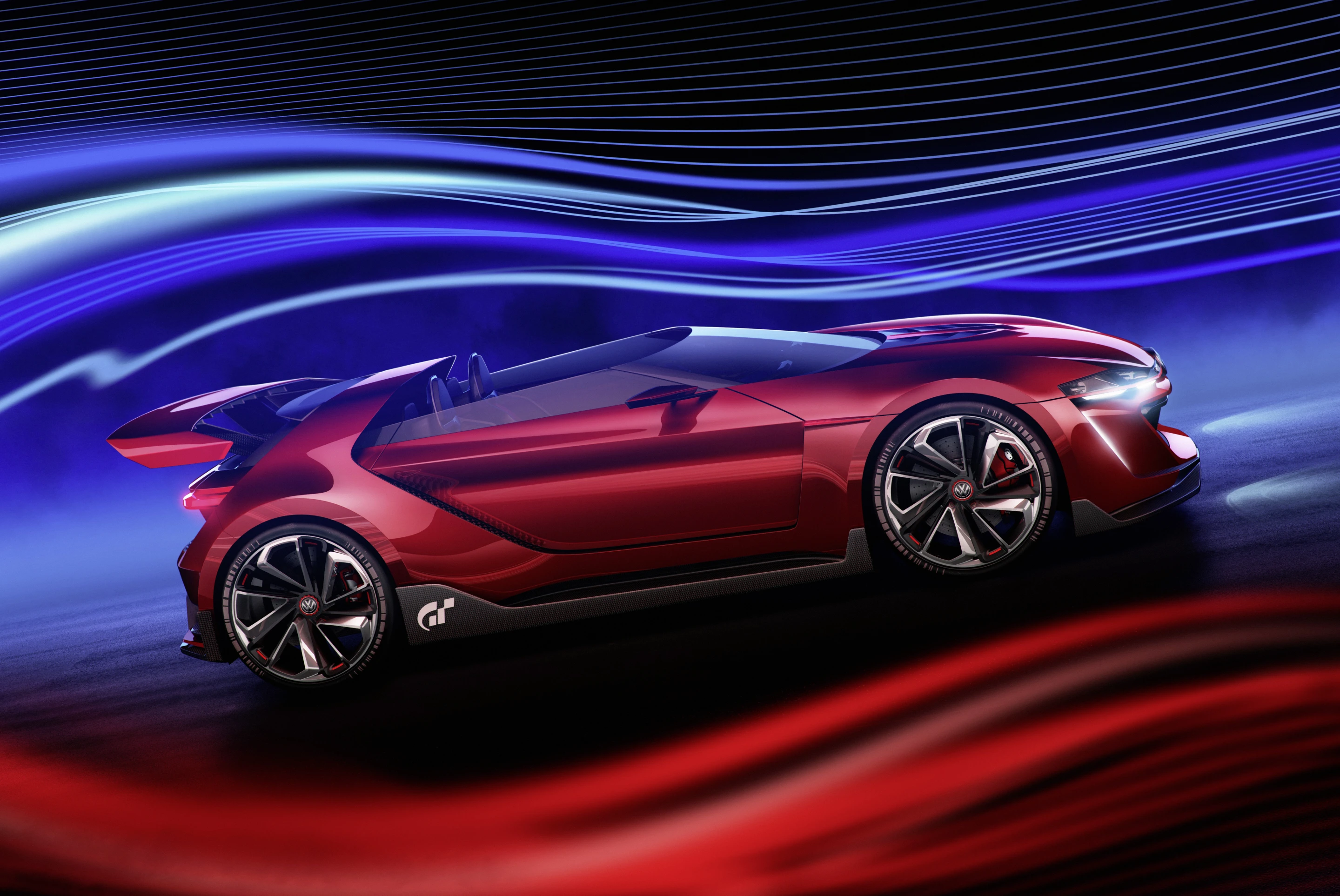 The sides of the Vision roadster are particularly distinct thanks to descending windows, engulfing C pillars and creased doors