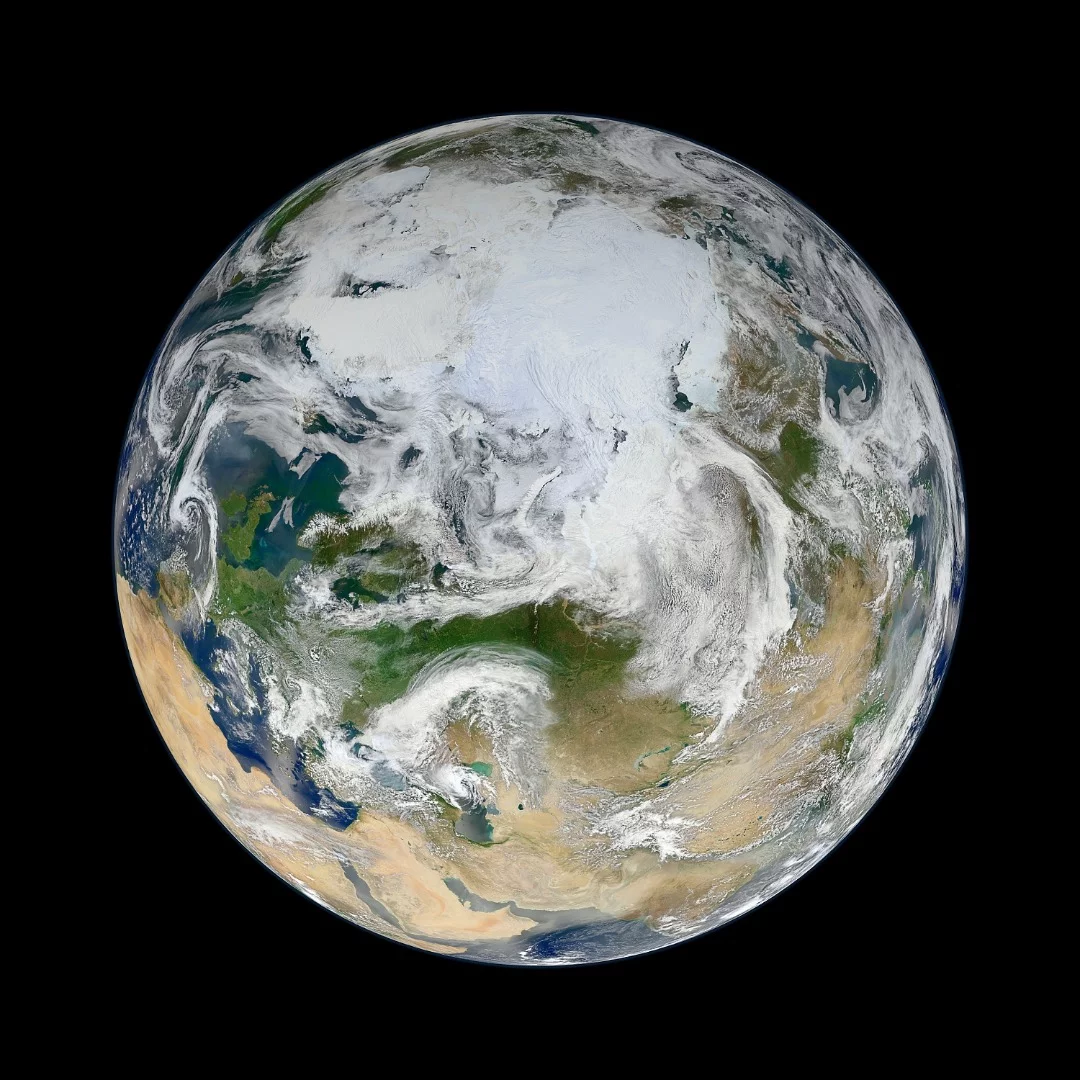 Earth from space as taken from the VIRS instrument aboard the Suomi NPP satellite featuring the Arctic and high latitudes