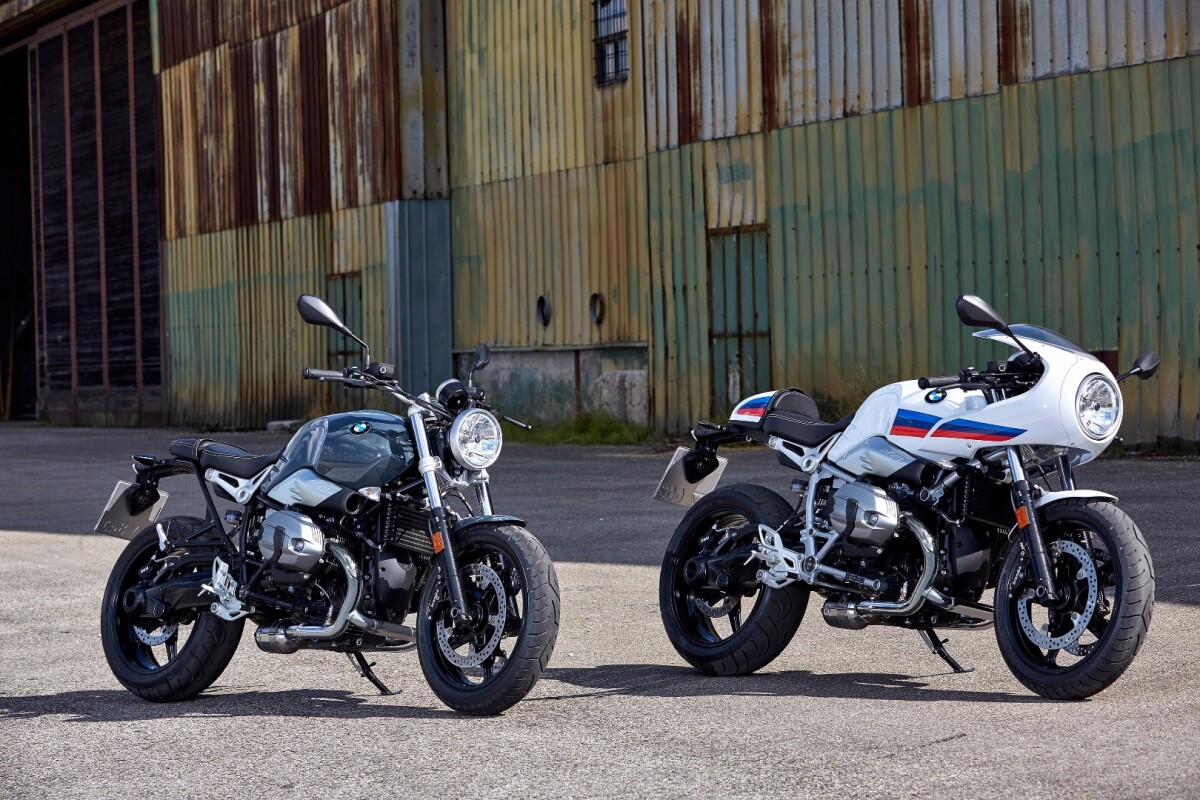 The 2017 BMW R nineT Pure (left) and Racer (right)