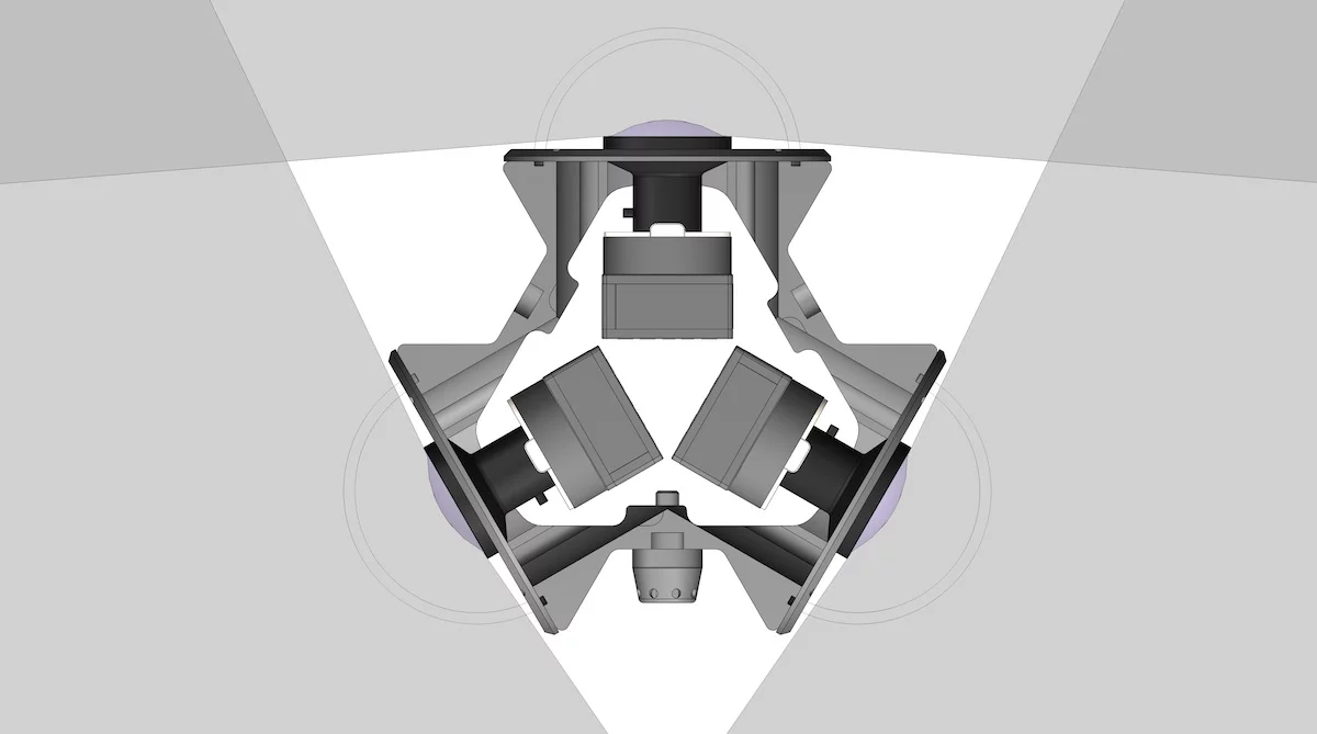 Each lens can cover 185 degrees, for a spherical resolution of about 5K