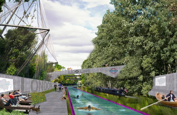 The LidoLine passing London Zoo's Snowdon Aviary