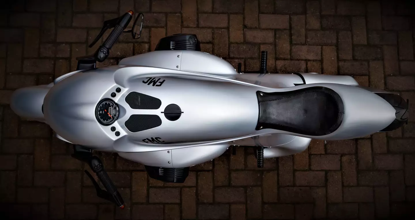 Top-down, you can see the small standard dash, buttons and fuel filler