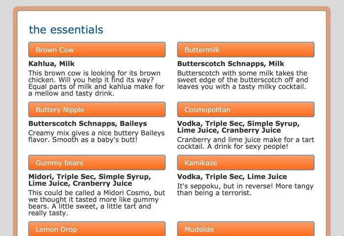 A shot of the Bartendro's user interface