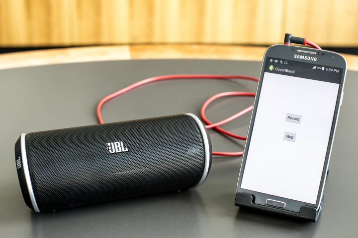 The researchers tested CovertBand using a Samsung Galaxy S4 smartphone hooked up to a portable speaker