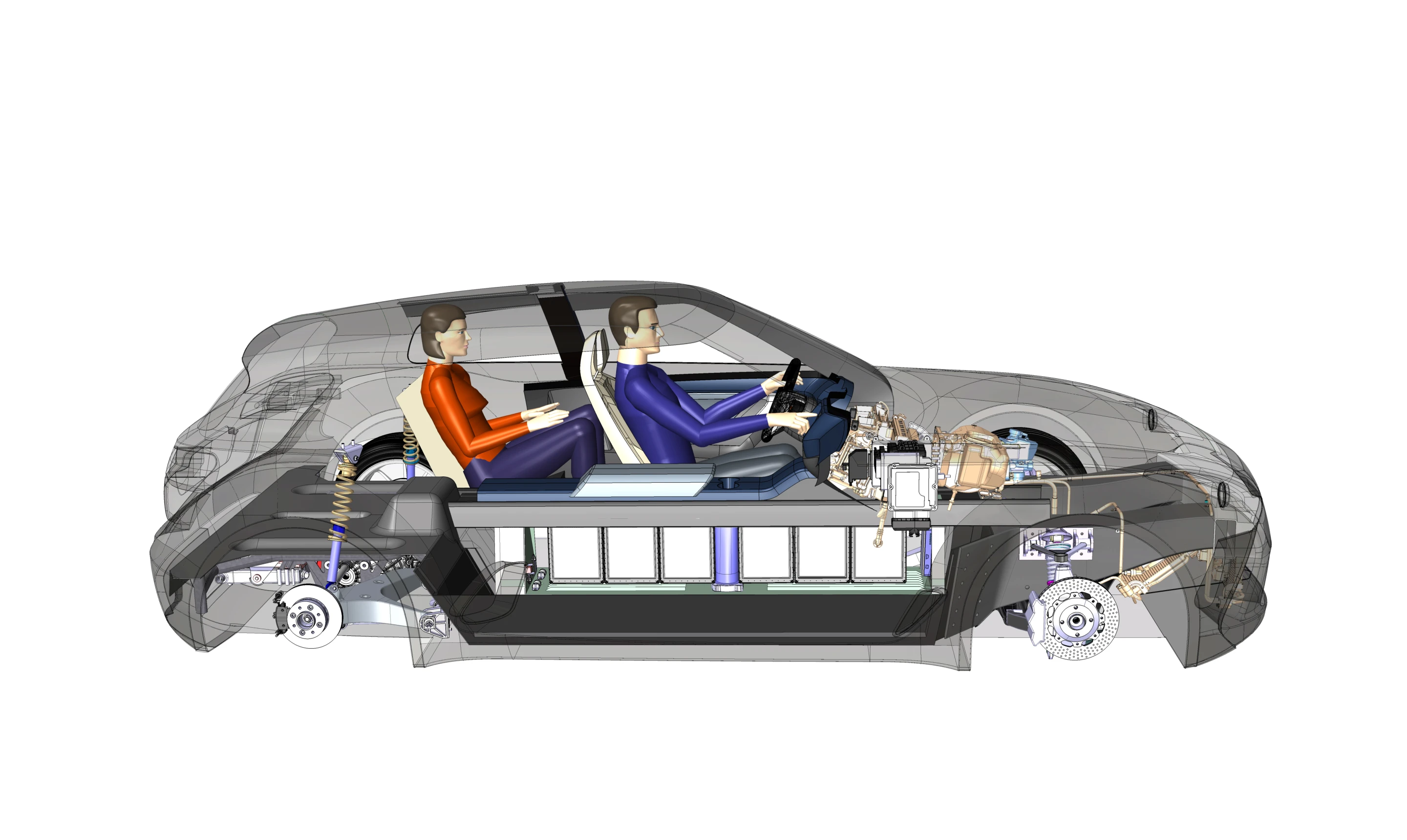 The InEco uses a central tunnel for its lithium-ion cells