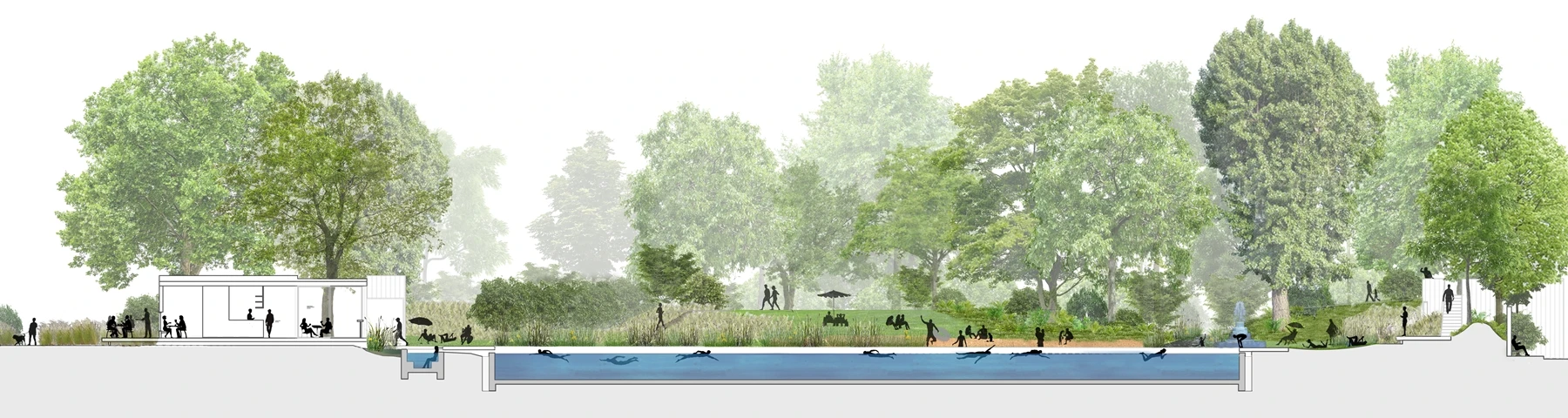Peckham Rye Lido will be located on the same site as the original lido and is designed to be an all-year-round facility