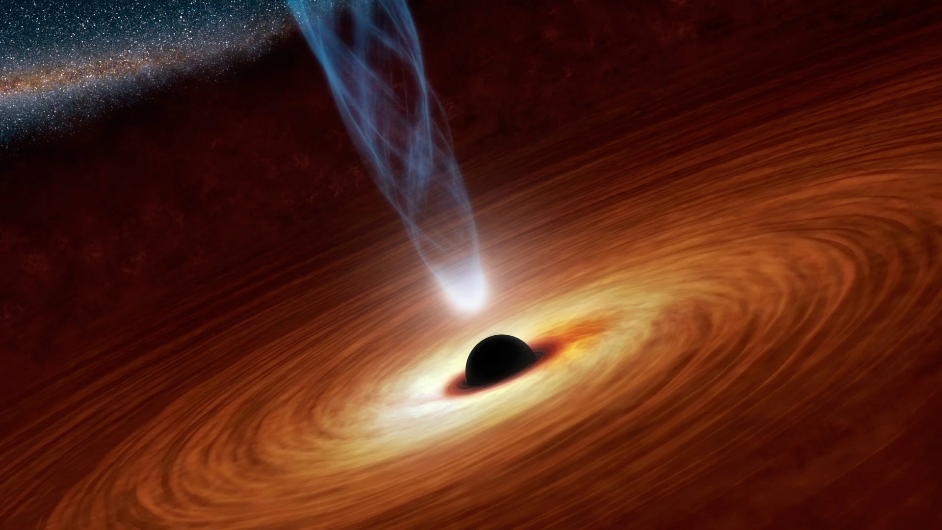 An artist's rendition of a supermassive black hole, such as the one at the center of the Milky Way