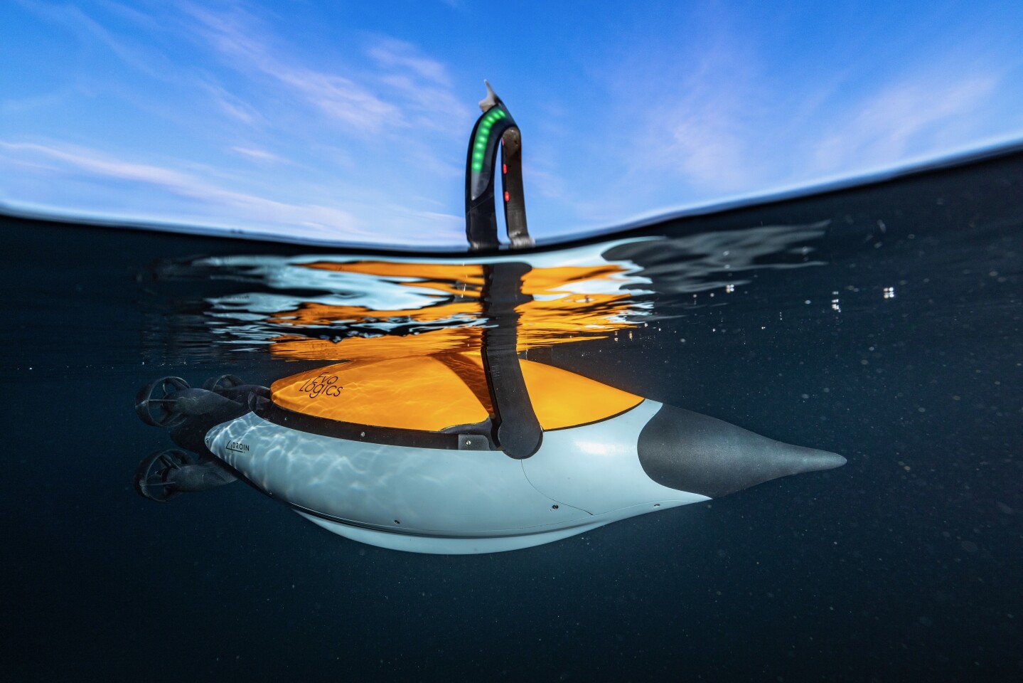 The Quadroin deploys its multifunctional antenna upon surfacing