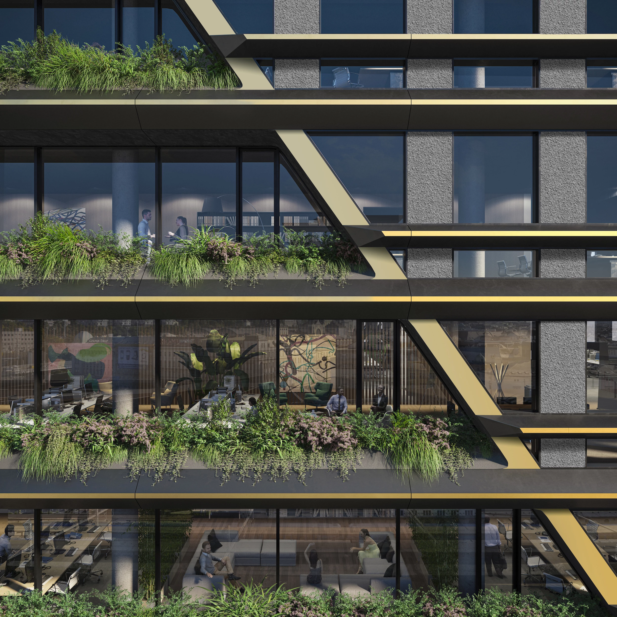 Masaryčka will feature a triple-glazed glass exterior and lots of greenery