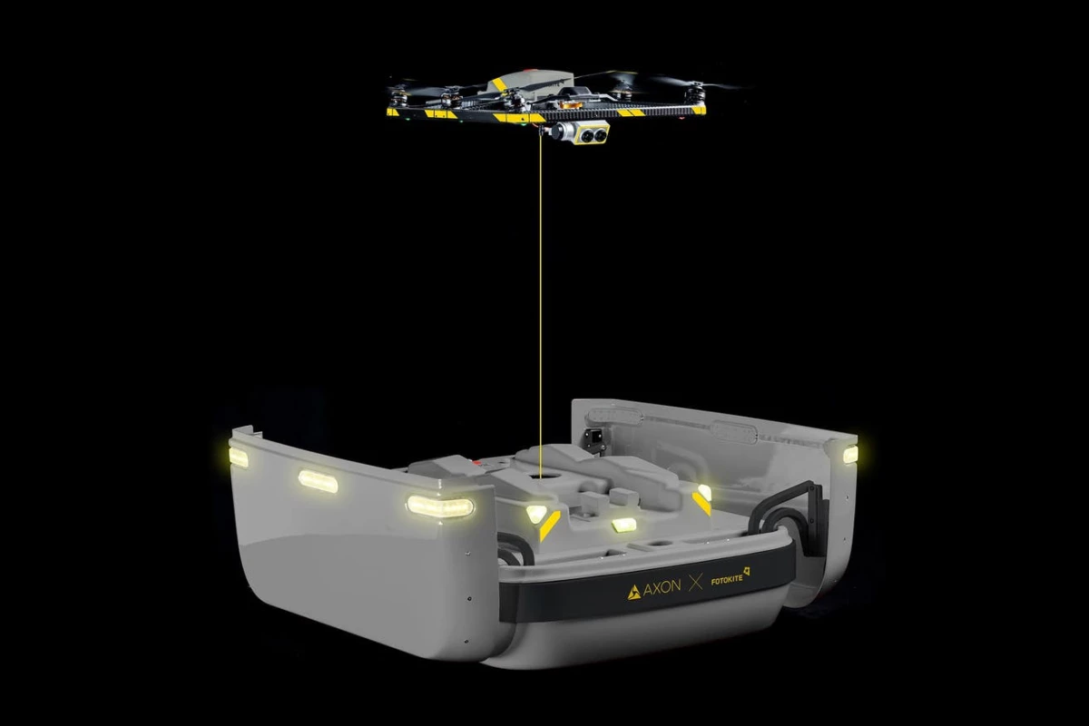 The Fotokite drone, shown here as part of the Axon Air system