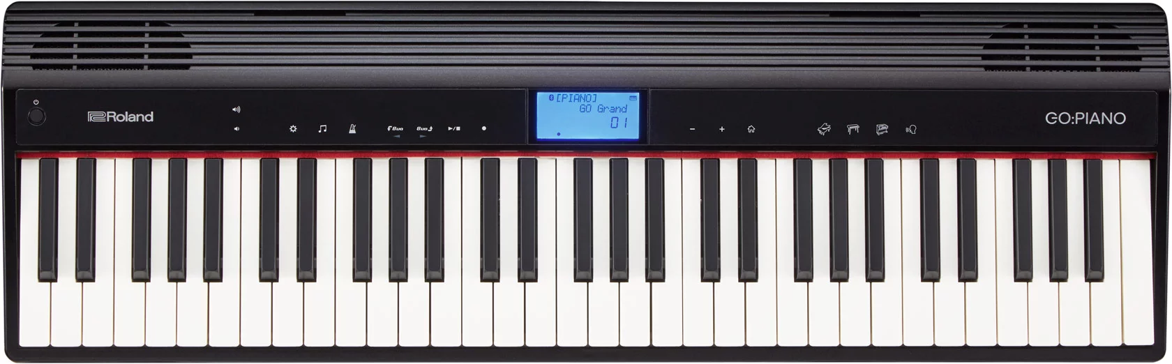 The Go:Piano from Roland has 61 full-sized keys that respond to the player's touch "just like a fine acoustic grand"