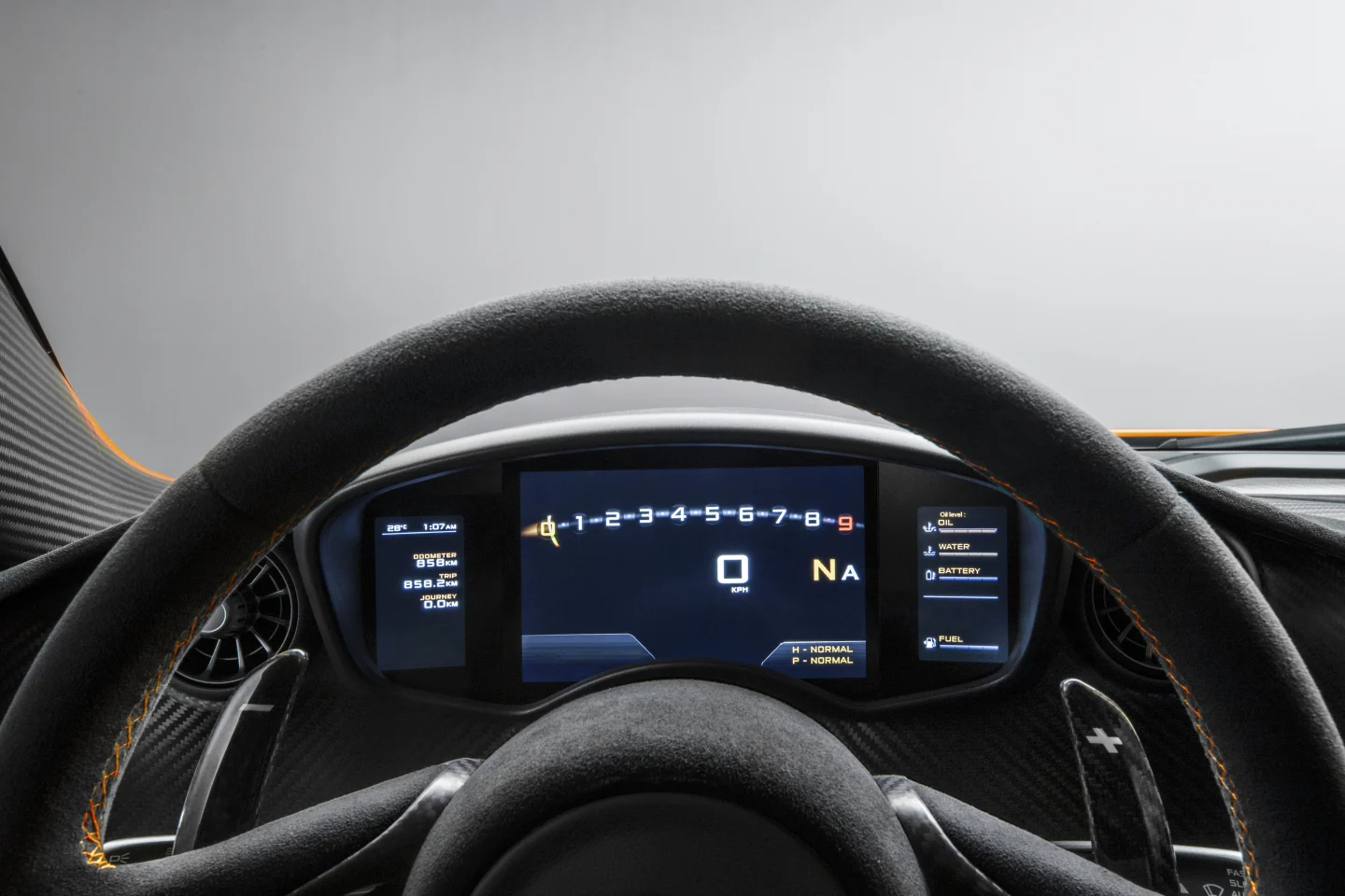 The P1's digital display provides at a glance, color coded driver feedback