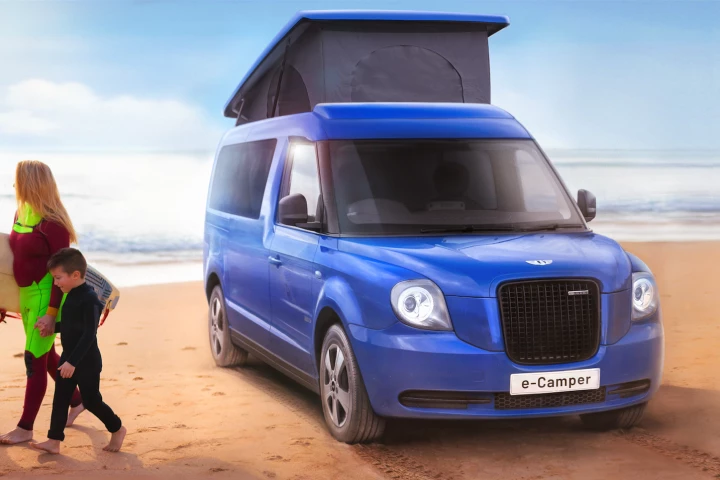 The LEVC e-Camper combines classic looks, cutting-edge plug-in power and a comfy camper interior