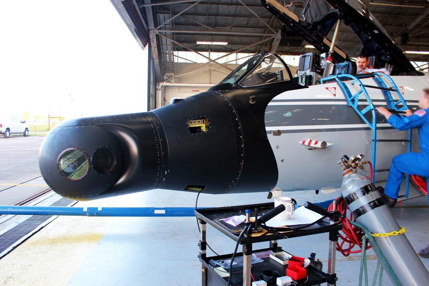 The telescopes will be mounted to the front of the WB-57's noses