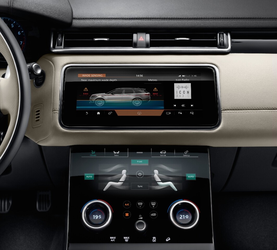 The two-screen infotainment setup in the Range Rover Velar is new for Land Rover