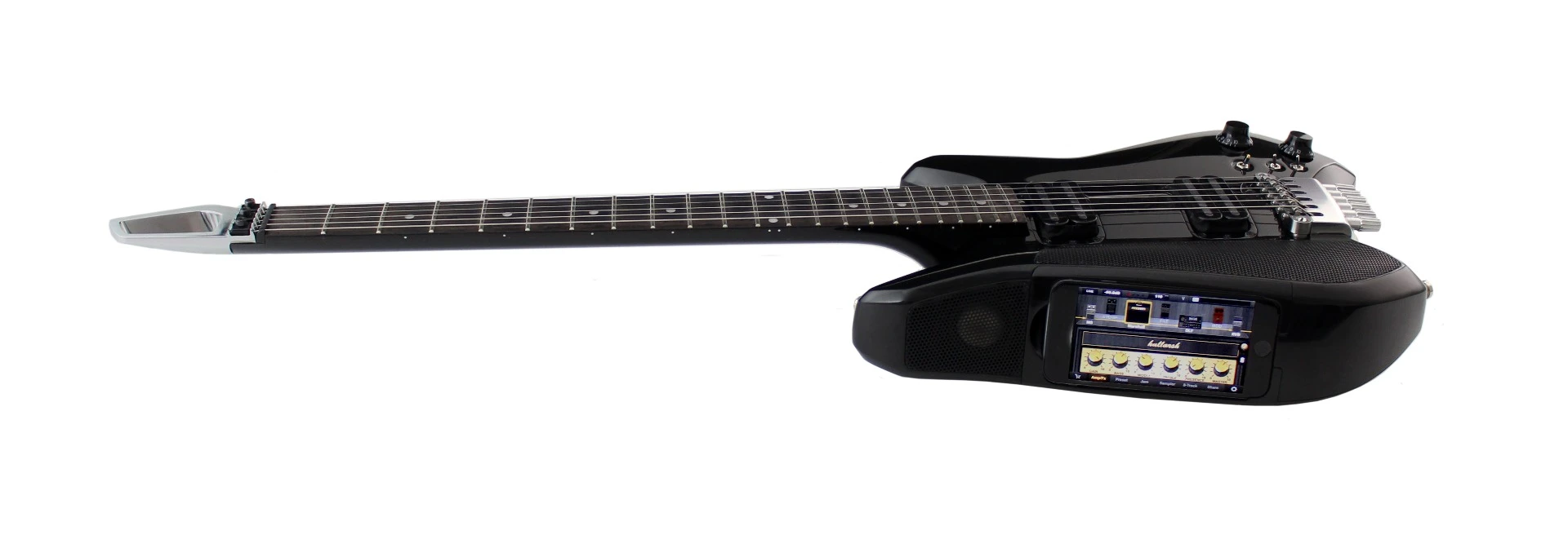 The Fusion Guitar has an upfiring high/midrange driver that acts kind of like a stage monitor, feeding audio to the player