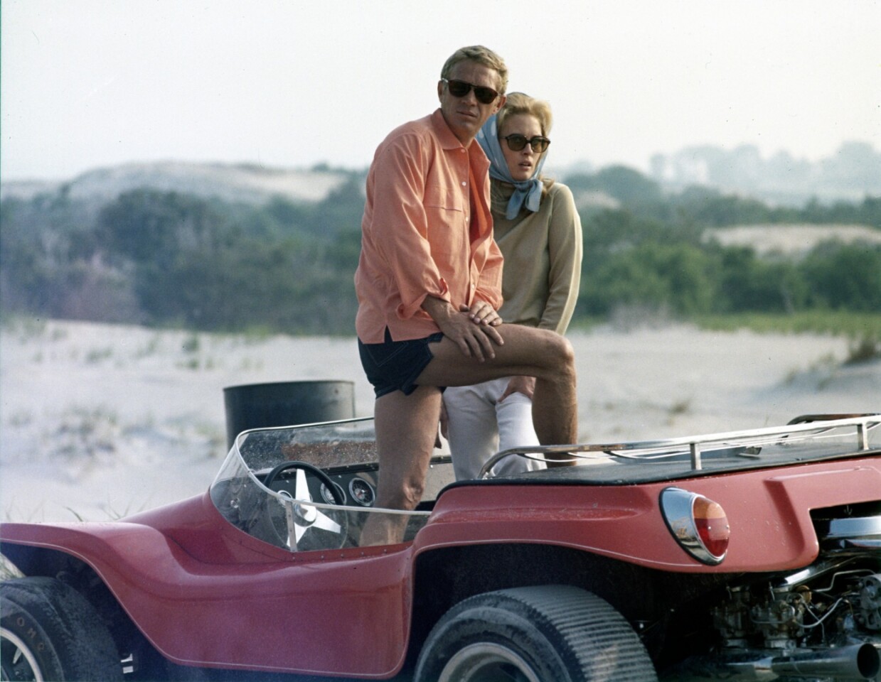 Steve McQueen and Faye Dunaway in the customised Myers Manx dune buggy from the 1968 movie The Thomas Crown Affair