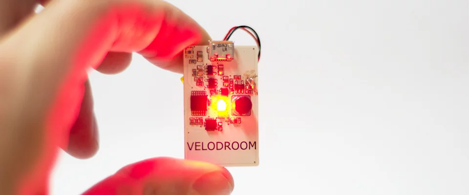 The Velodroom incorporates an accelerometer and a light sensor
